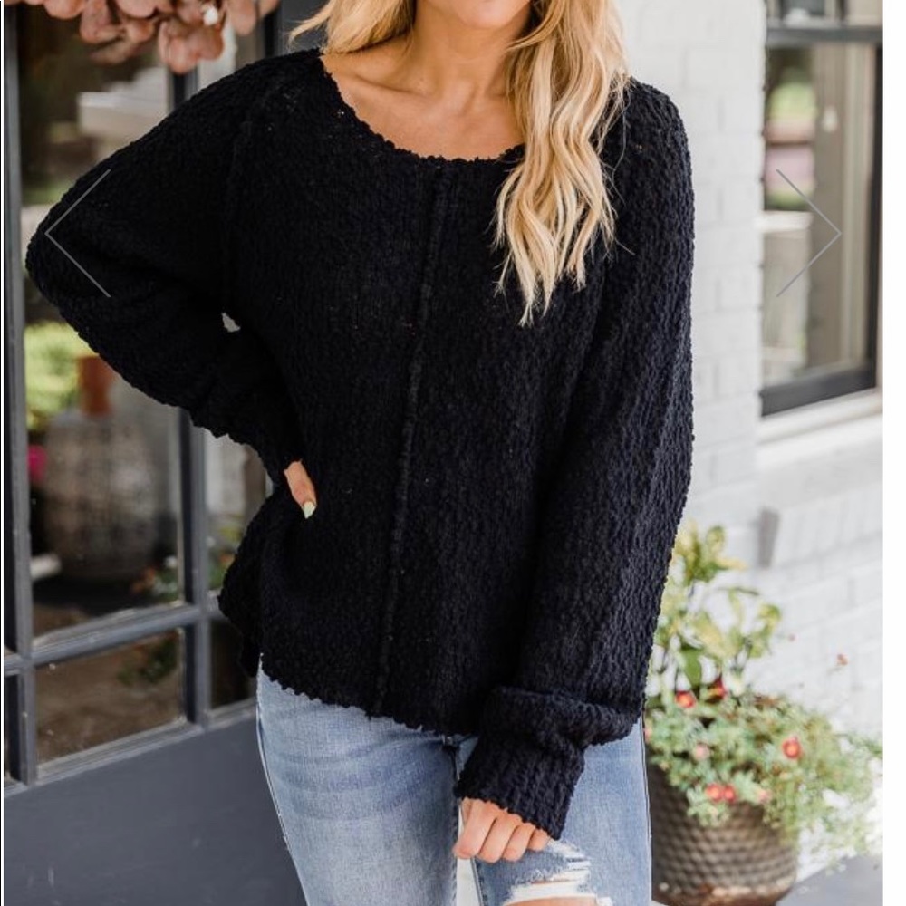 NWOT-Pink Lily- Black Popcorn Sweater - Picture 3 of 8